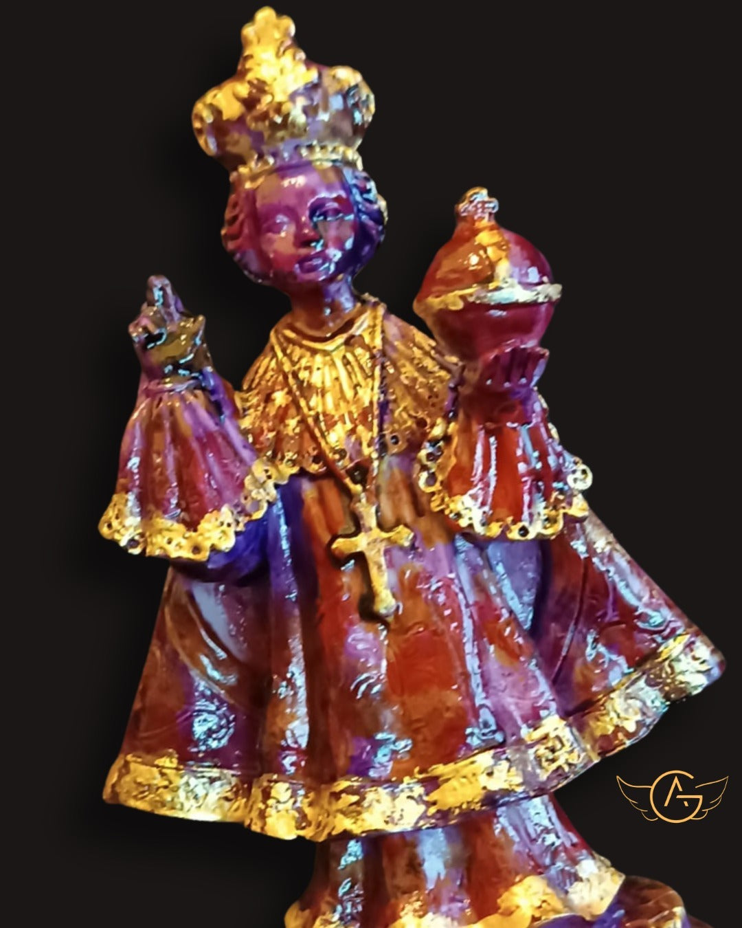 Imagem Menino Jesus de Praga com Decoupáge