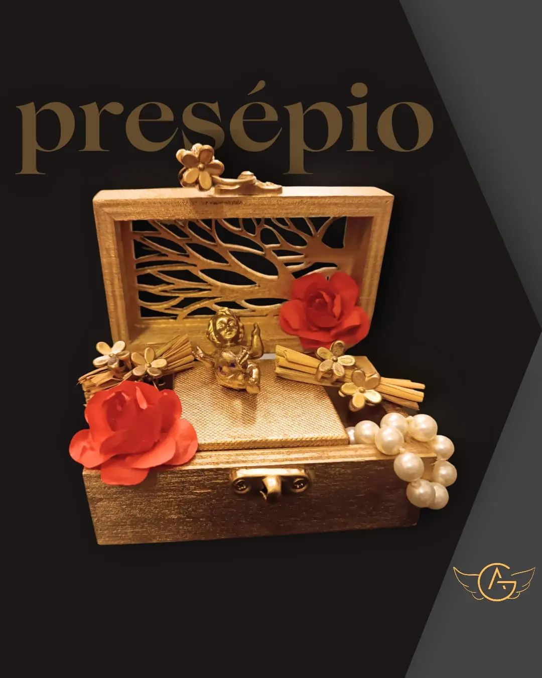 Presépio Menino Jesus em Caixa de Madeira